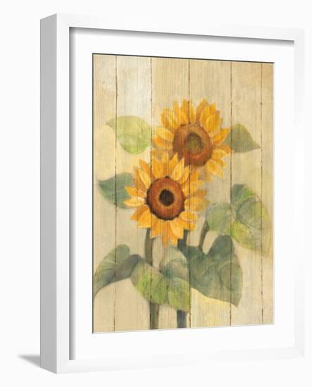 Summer Sunflowers I on Barn Board-Albena Hristova-Framed Art Print