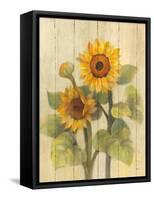 Summer Sunflowers II on Barnboard-Albena Hristova-Framed Stretched Canvas