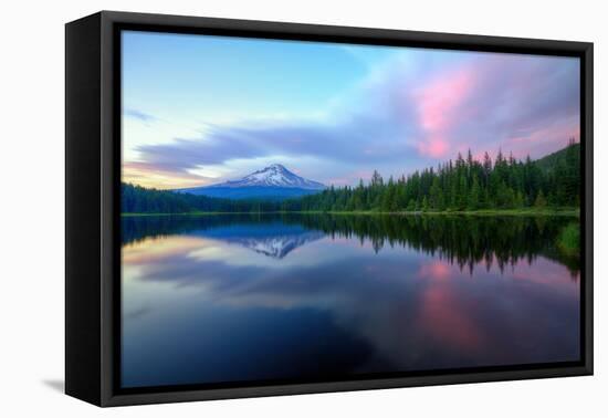 Summer Sunset Reflection at Trillium Lake, Oregon Wilderness-Vincent James-Framed Stretched Canvas