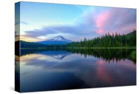 Summer Sunset Reflection at Trillium Lake, Oregon Wilderness-Vincent James-Stretched Canvas