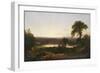 Summer Twilight, A Recollection of a Scene in New England, 1834 (Oil on Wood Panel)-Thomas Cole-Framed Giclee Print