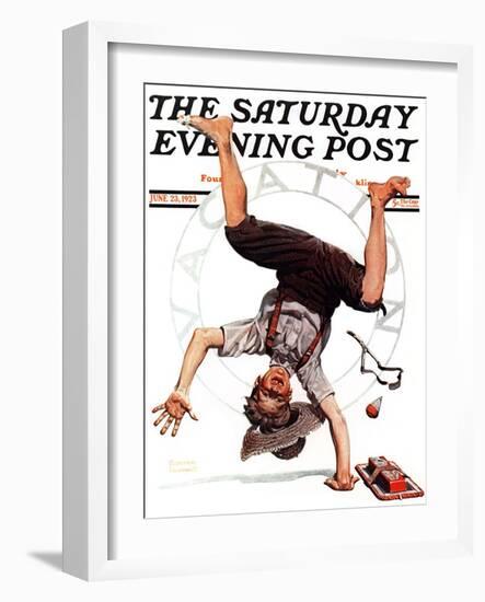 "Summer Vacation, 1923" Saturday Evening Post Cover, June 23,1923-Norman Rockwell-Framed Giclee Print