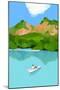 summer vacation in the mountains and boats-Hiroyuki Izutsu-Mounted Giclee Print