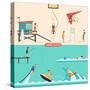 Summer Vacation People Set-Antikwar-Stretched Canvas