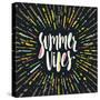 Summer Vibes - Summer Calligraphy. Summer Vacation. Summer Sunburst. Summer Quote. Summer Phrase. S-vso-Stretched Canvas