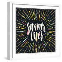 Summer Vibes - Summer Calligraphy. Summer Vacation. Summer Sunburst. Summer Quote. Summer Phrase. S-vso-Framed Art Print