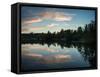 Summer Vibrant Sunset Reflected in Calm Lake Waters-Veneratio-Framed Stretched Canvas