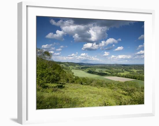 Summer View East Along the Surrey Hills, from White Down, Dorking in the Distance, North Downs, Sur-John Miller-Framed Photographic Print