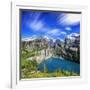 Summer view of Lake Oeschinensee Bernese Oberland Kandersteg Canton of Bern Switzerland Europe-ClickAlps-Framed Photographic Print