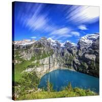 Summer view of Lake Oeschinensee Bernese Oberland Kandersteg Canton of Bern Switzerland Europe-ClickAlps-Stretched Canvas