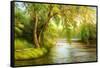 Summer Wood Lake With Trees And Bushes-balaikin2009-Framed Stretched Canvas