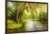 Summer Wood Lake With Trees And Bushes-balaikin2009-Framed Art Print