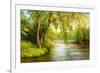 Summer Wood Lake With Trees And Bushes-balaikin2009-Framed Art Print