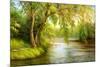 Summer Wood Lake With Trees And Bushes-balaikin2009-Mounted Art Print