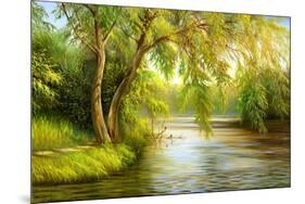 Summer Wood Lake With Trees And Bushes-balaikin2009-Mounted Art Print