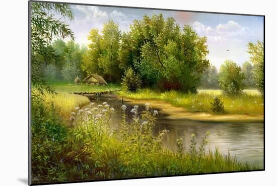 Summer Wood Lake With Trees And Bushes-balaikin2009-Mounted Premium Giclee Print