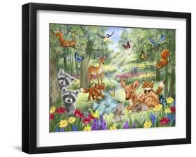 Summer Woodland Animals-MAKIKO-Framed Giclee Print