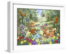 Summer Woodland Animals-MAKIKO-Framed Giclee Print