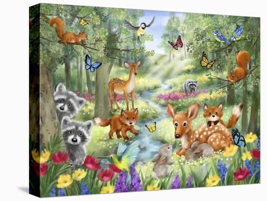 Summer Woodland Animals-MAKIKO-Stretched Canvas