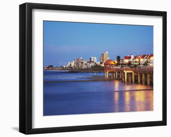 Summerstrand Beachfront at Dusk, Port Elizabeth, Eastern Cape, South Africa-Ian Trower-Framed Photographic Print