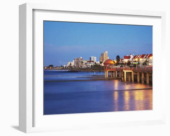 Summerstrand Beachfront at Dusk, Port Elizabeth, Eastern Cape, South Africa-Ian Trower-Framed Photographic Print