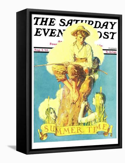 "Summertime, 1933" Saturday Evening Post Cover, August 5,1933-Norman Rockwell-Framed Stretched Canvas