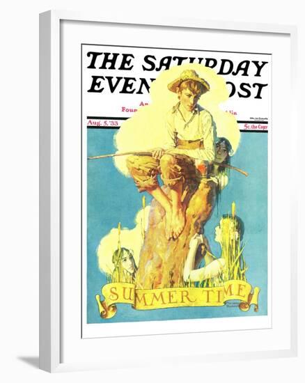 "Summertime, 1933" Saturday Evening Post Cover, August 5,1933-Norman Rockwell-Framed Giclee Print