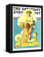 "Summertime, 1933" Saturday Evening Post Cover, August 5,1933-Norman Rockwell-Framed Stretched Canvas