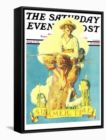 "Summertime, 1933" Saturday Evening Post Cover, August 5,1933-Norman Rockwell-Framed Stretched Canvas