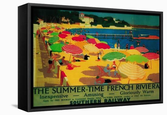 Summertime French Riviera Vintage Poster - Europe-Lantern Press-Framed Stretched Canvas