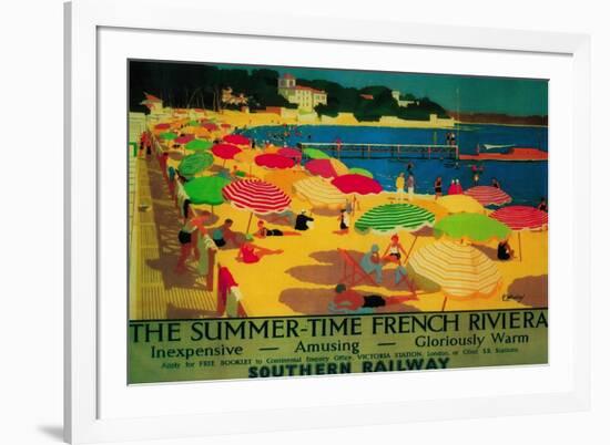 Summertime French Riviera Vintage Poster - Europe-Lantern Press-Framed Premium Giclee Print
