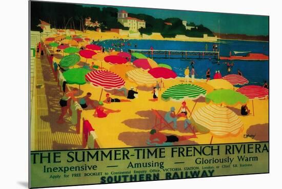 Summertime French Riviera Vintage Poster - Europe-Lantern Press-Mounted Premium Giclee Print