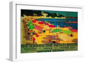 Summertime French Riviera Vintage Poster - Europe-Lantern Press-Framed Art Print