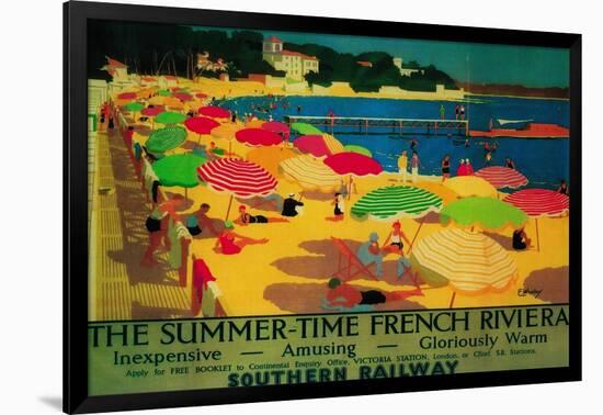 Summertime French Riviera Vintage Poster - Europe-Lantern Press-Framed Art Print