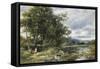 Summertime on the Brathay-David Bates-Framed Stretched Canvas