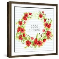 Summertime Poppies Wreath-Irina Trzaskos Studios-Framed Giclee Print