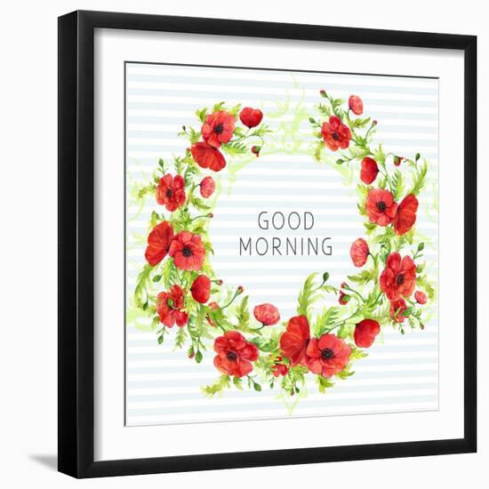 Summertime Poppies Wreath-Irina Trzaskos Studios-Framed Giclee Print