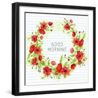 Summertime Poppies Wreath-Irina Trzaskos Studios-Framed Giclee Print