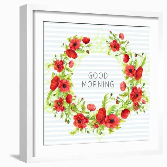 Summertime Poppies Wreath-Irina Trzaskos Studios-Framed Giclee Print