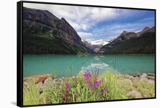 Summertime Scenic View  at Lake Louise, Alberta, Canada-George Oze-Framed Stretched Canvas