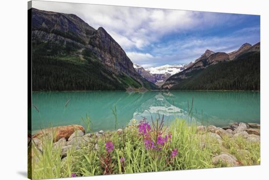 Summertime Scenic View  at Lake Louise, Alberta, Canada-George Oze-Stretched Canvas