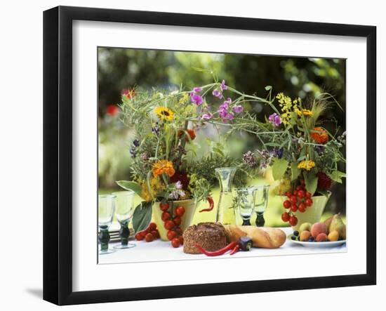 Summery Floral Decoration with Vine Tomatoes-Roland Krieg-Framed Photographic Print