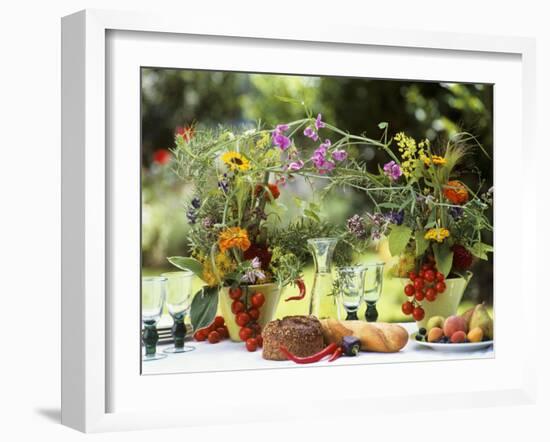 Summery Floral Decoration with Vine Tomatoes-Roland Krieg-Framed Photographic Print