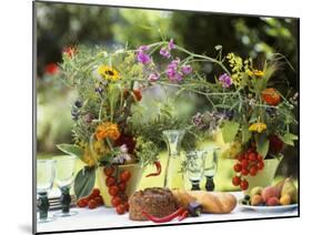 Summery Floral Decoration with Vine Tomatoes-Roland Krieg-Mounted Photographic Print