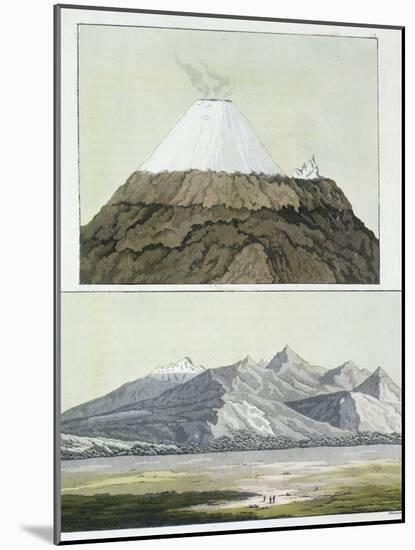 Summit of Cotopaxi, and the Eruption of Cotopaxi, 1803, Published 1820s-30s-Friedrich Alexander Baron Von Humboldt-Mounted Giclee Print
