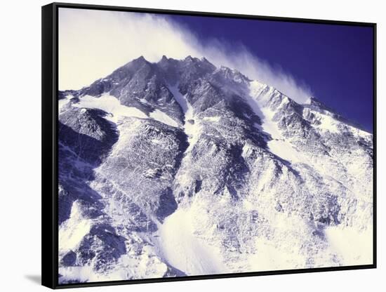 Summit of Mt. Everest Seen from the North Side, Tibet-Michael Brown-Framed Stretched Canvas