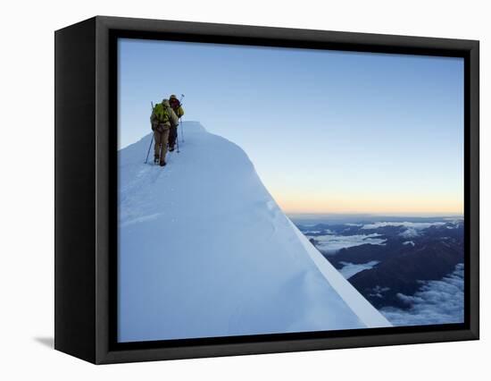 Summit Ridge of Mont Blanc, 4810M, Chamonix, French Alps, France, Europe-Christian Kober-Framed Stretched Canvas