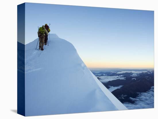 Summit Ridge of Mont Blanc, 4810M, Chamonix, French Alps, France, Europe-Christian Kober-Stretched Canvas