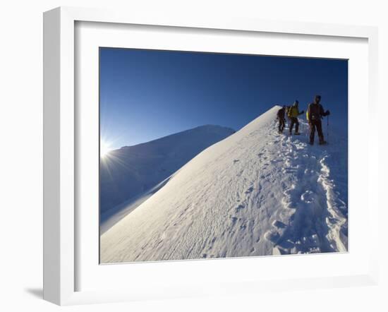 Summit Ridge of Mont Blanc at 4810M, Chamonix, French Alps, France, Europe-Christian Kober-Framed Photographic Print