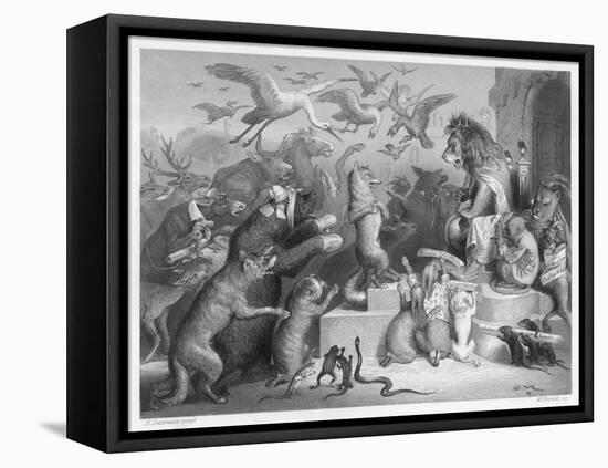 Summoned to the Royal Court by King Noble (The Lion) the Animals Gather for Reinecke's Trial-W. French-Framed Stretched Canvas